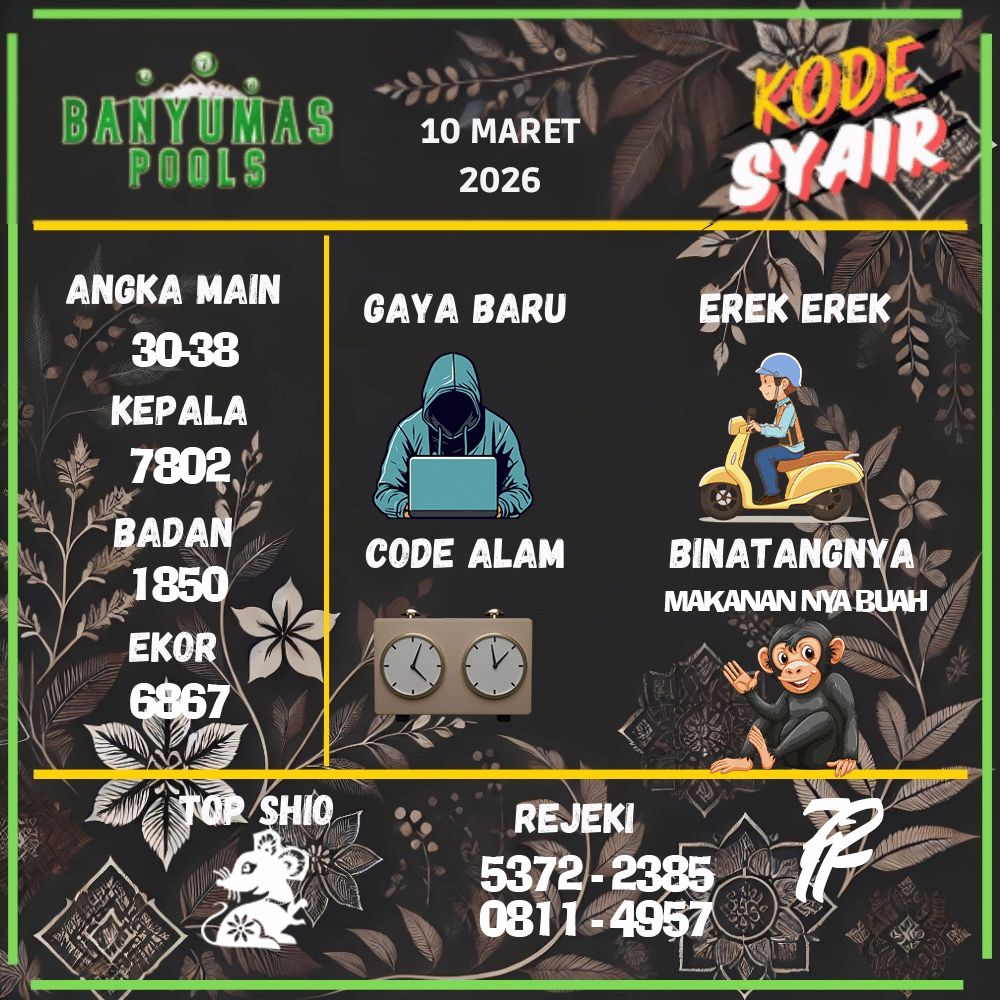 Kode Syair Banyumas Pools - Maret 2026
