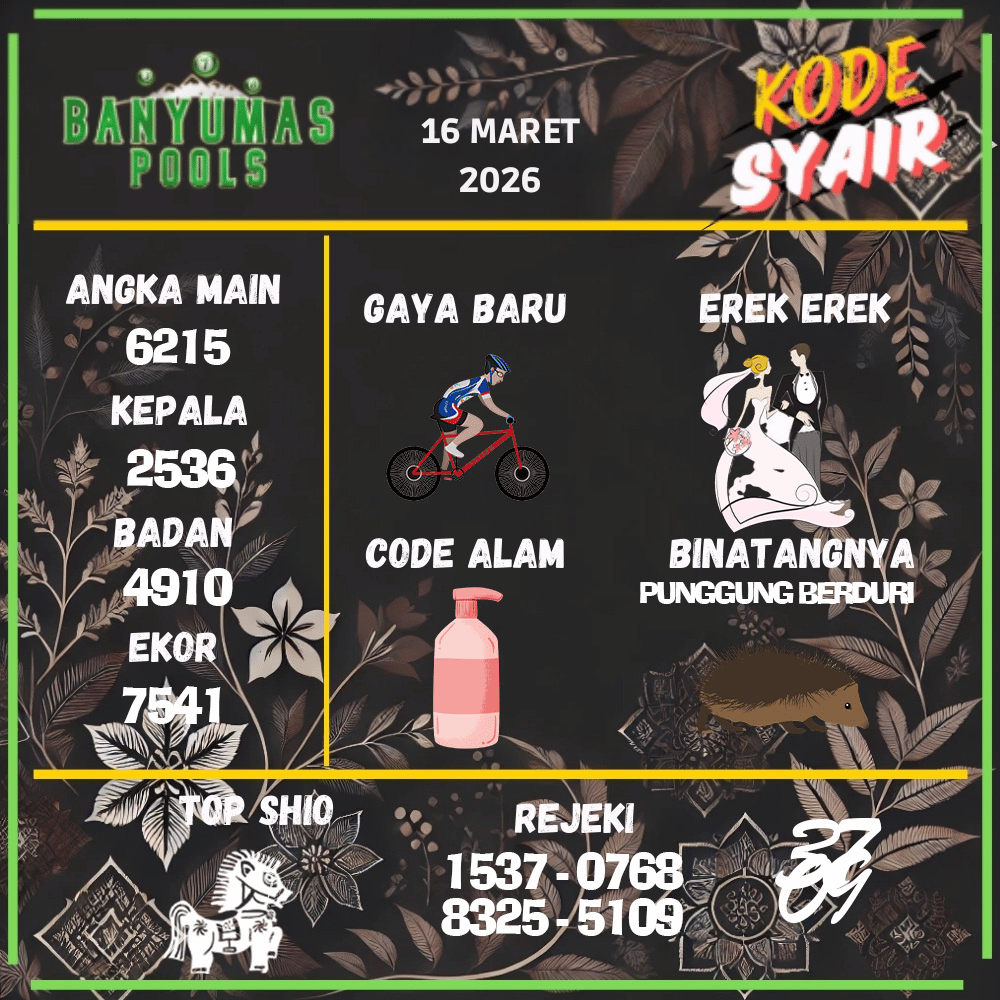 Kode Syair Banyumas Pools - Maret 2026

