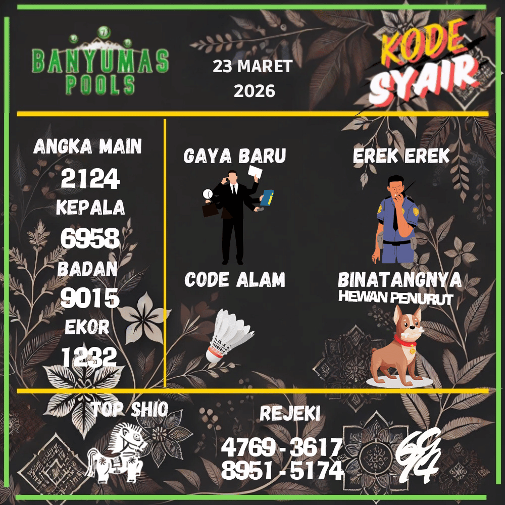 Kode Syair Banyumas Pools - Maret 2026
