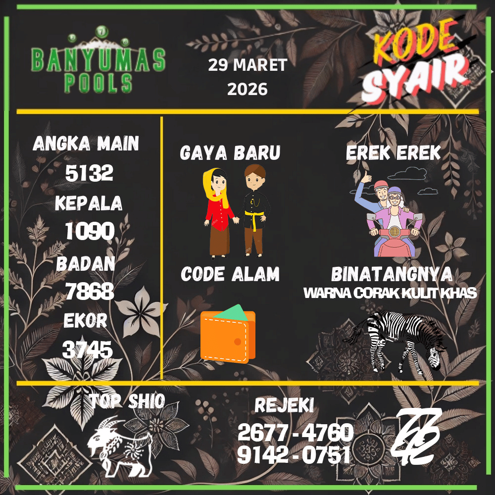 Kode Syair Banyumas Pools - Maret 2026
