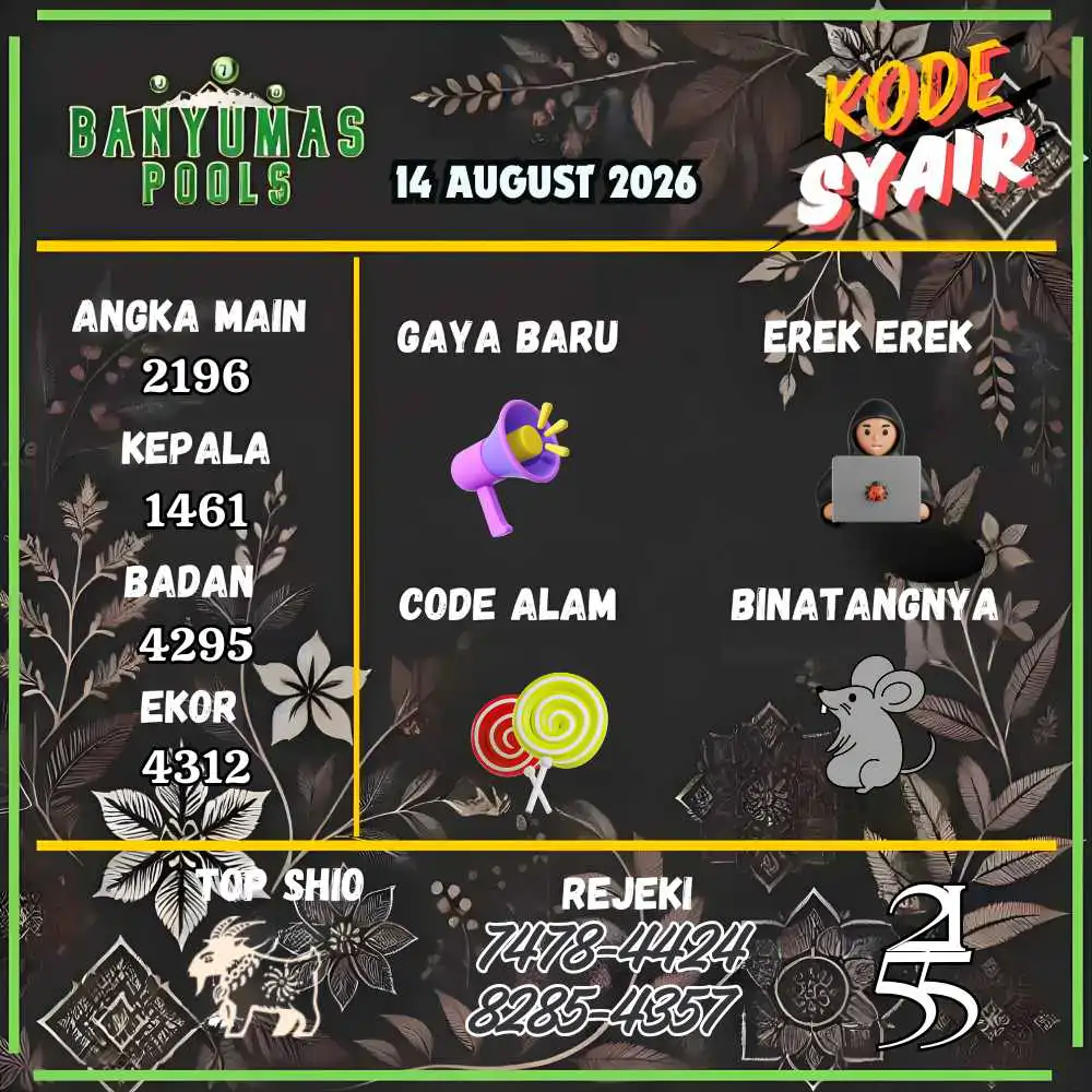Kode Syair Banyumas Pools Agustus 2026

