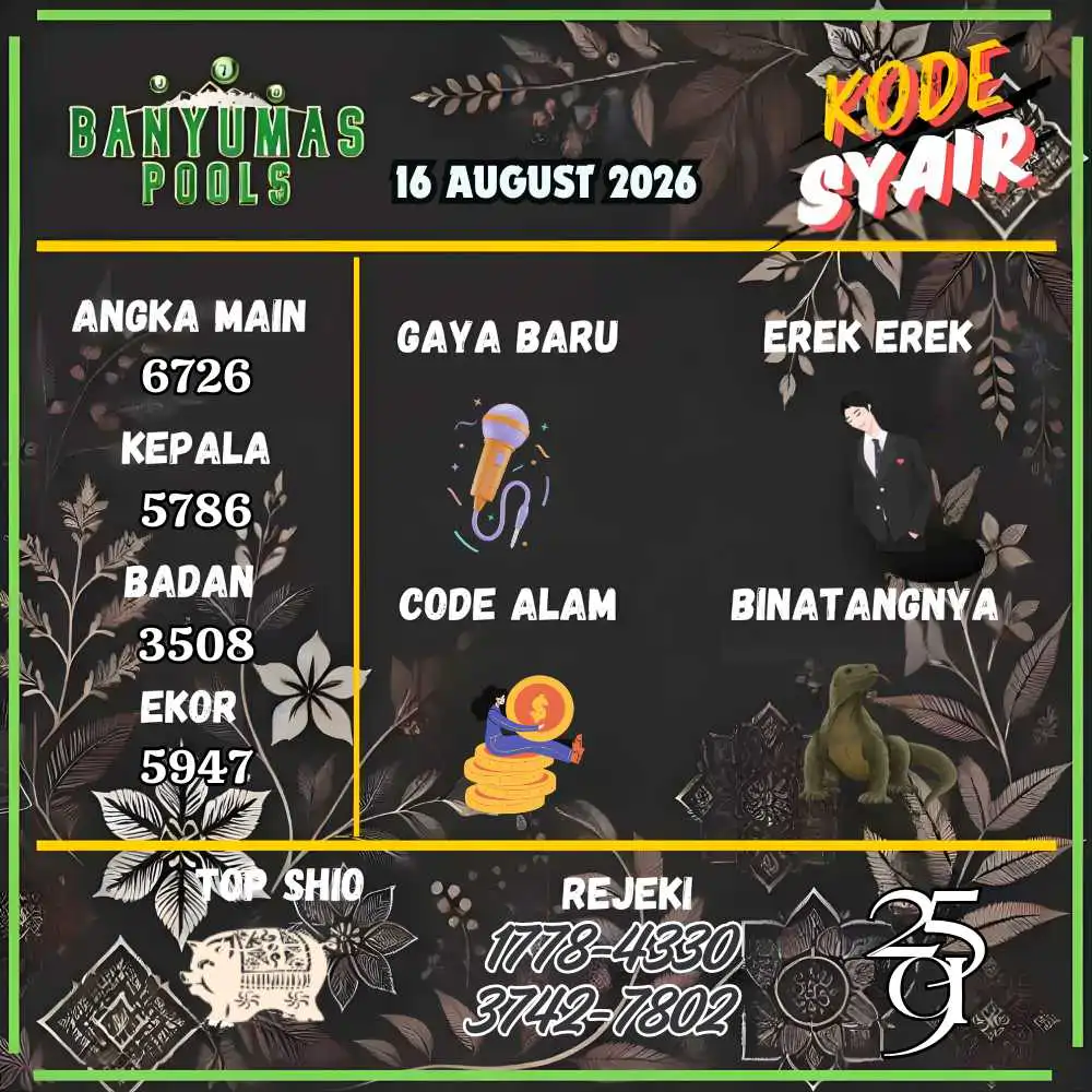 Kode Syair Banyumas Pools Agustus 2026
