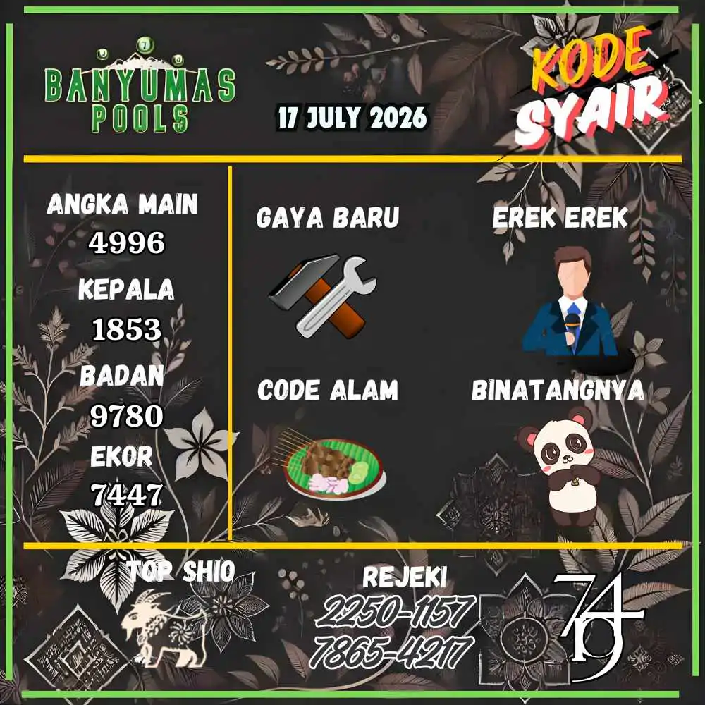 Kode Syair Banyumas Pools Juli 2026
